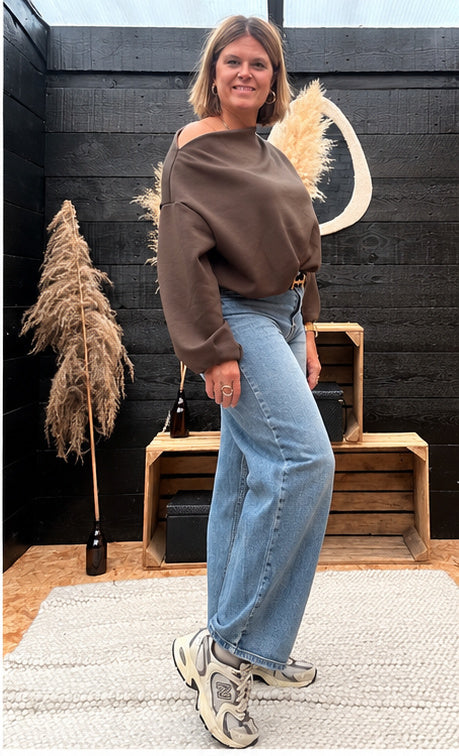 Sweater Zélie Off Shoulder 🤎choco
