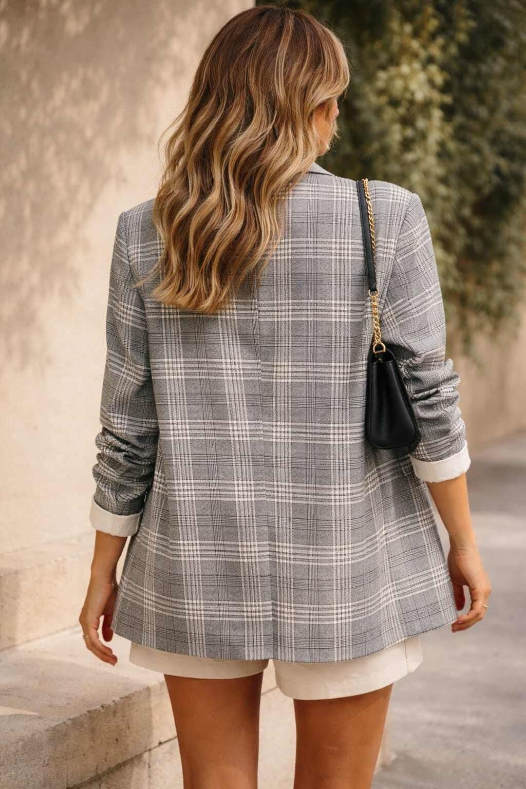 Blazer Jentel  oversized zwart/ wit ruit