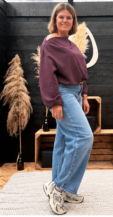 Sweater Zélie Off Shoulder burgundy TU