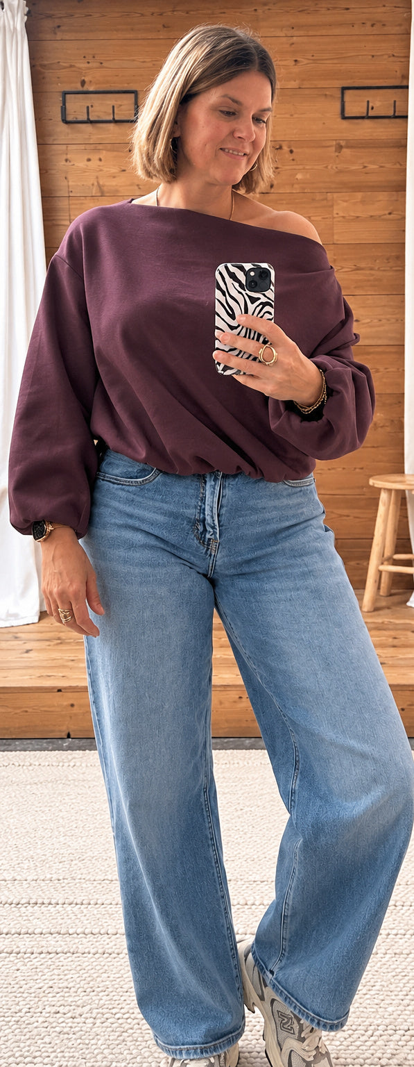 Sweater Zélie Off Shoulder burgundy TU