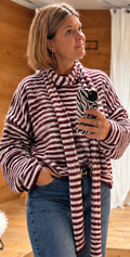 Trui Noélie met Sjaal  bordeaux / roze  TU