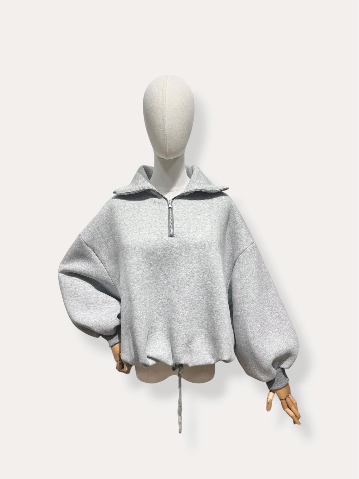 Sweater Ziva – Oversized Col Zip grijs