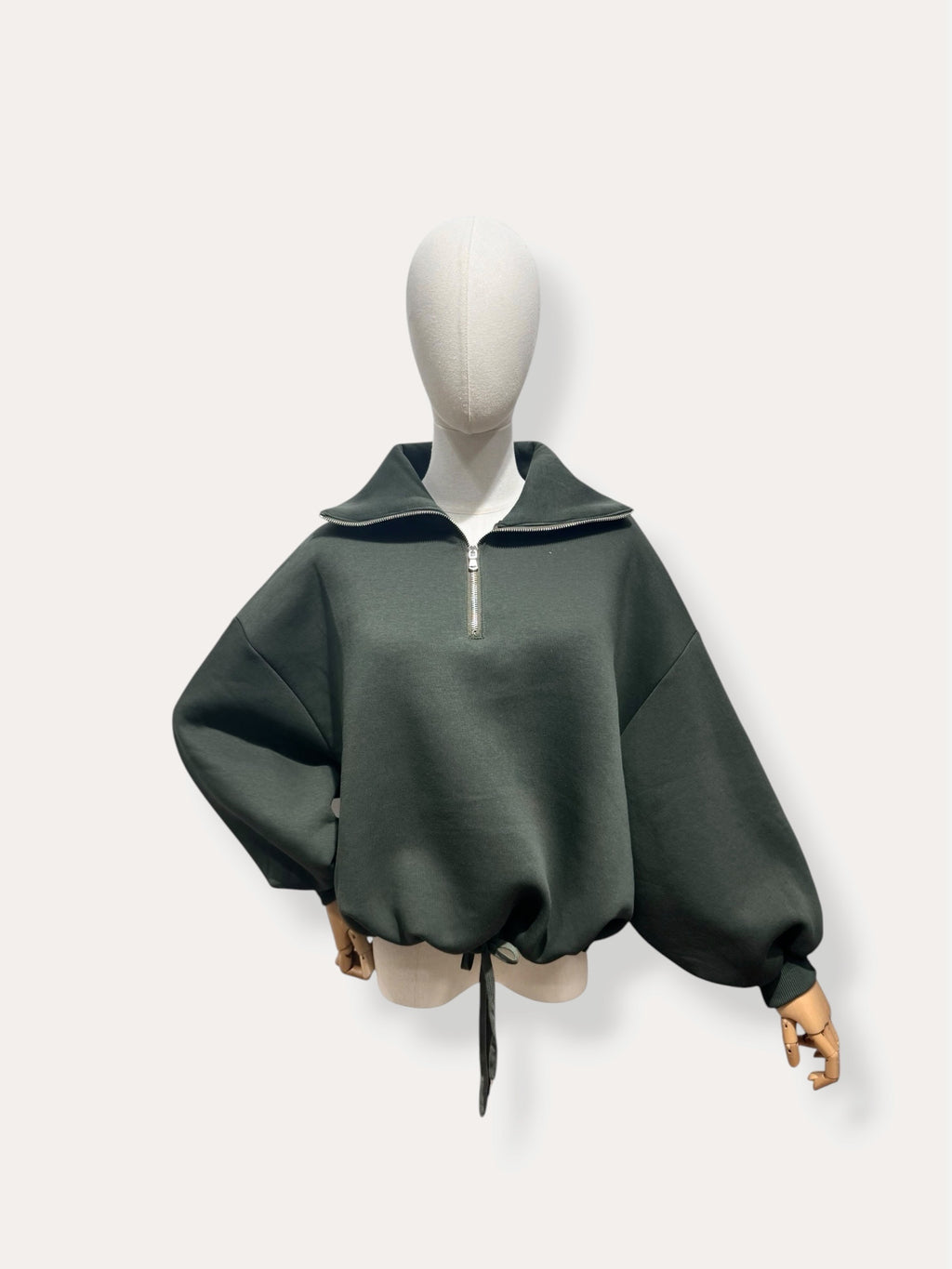 Sweater Ziva – Oversized Col Zip kaki