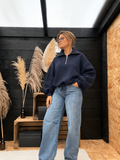 Sweater Ziva – Oversized Col Zip marine