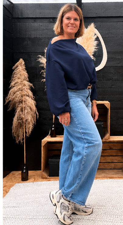 Sweater Zélie Off Shoulder marine TU