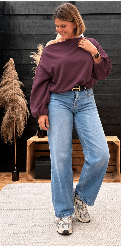 Sweater Zélie Off Shoulder burgundy TU